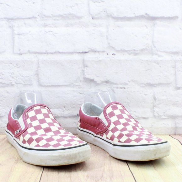 Vans Off the Wall Red Cream Checkerboard Slip On Sneaker Shoes Size L 7 M 5.5 - Picture 3 of 9